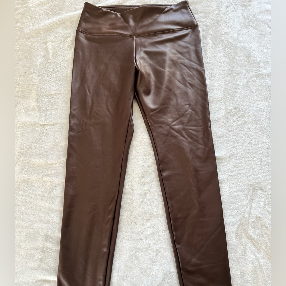 Fleece lined thermal leggings, size L, color brown